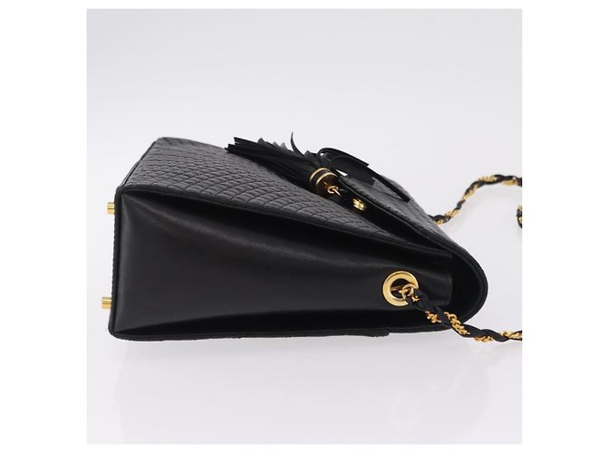Bolsa de Ombro com Corrente Bally em Couro Preto e Dourado Auth BA16168 - vista 3