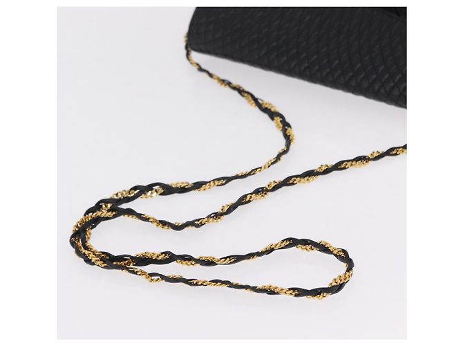 Bolsa de Ombro com Corrente Bally em Couro Preto e Dourado Auth BA16168 - vista 7