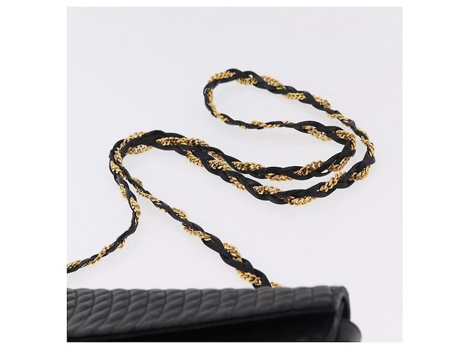 Bolsa de Ombro com Corrente Bally em Couro Preto e Dourado Auth BA16168 - vista 8