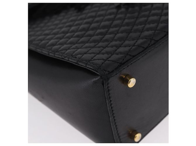 Bolsa de Ombro com Corrente Bally em Couro Preto e Dourado Auth BA16168 - vista 9