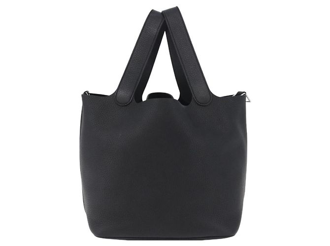 Hermès Borsa HERMES Picotan Lock MM in pelle Taurillon Clemence Black Gold Auth 203244SM Nero D'oro - vista 13