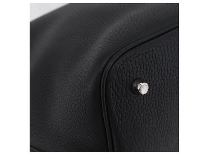 Hermès Borsa HERMES Picotan Lock MM in pelle Taurillon Clemence Black Gold Auth 203244SM Nero D'oro - vista 18