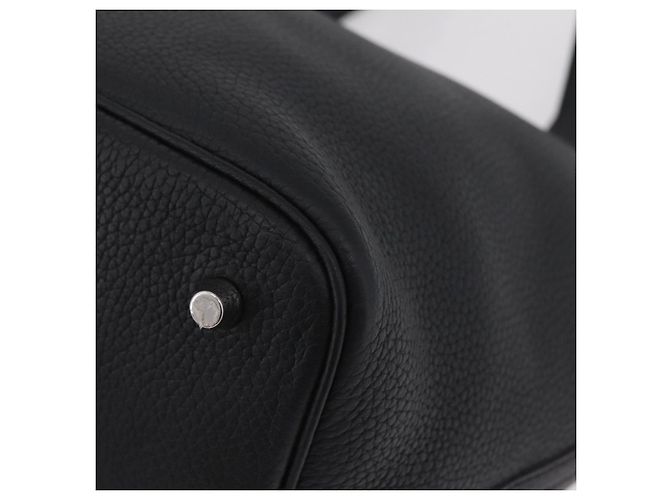 Hermès Borsa HERMES Picotan Lock MM in pelle Taurillon Clemence Black Gold Auth 203244SM Nero D'oro - vista 19