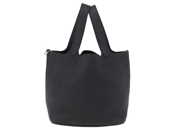 Hermès Borsa HERMES Picotan Lock MM in pelle Taurillon Clemence Black Gold Auth 203244SM Nero D'oro - vista 2