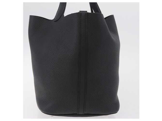 Hermès Borsa HERMES Picotan Lock MM in pelle Taurillon Clemence Black Gold Auth 203244SM Nero D'oro - vista 5