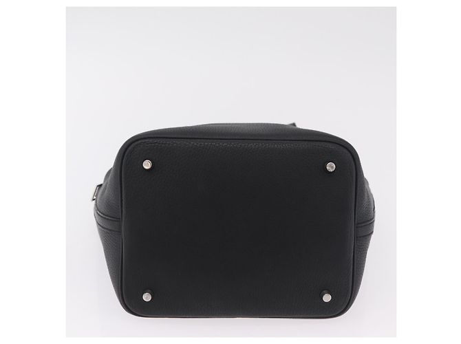 Hermès Borsa HERMES Picotan Lock MM in pelle Taurillon Clemence Black Gold Auth 203244SM Nero D'oro - vista 6