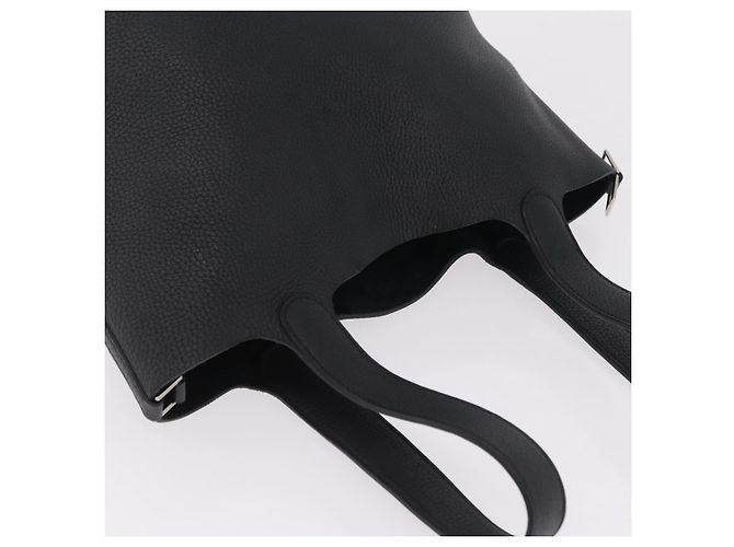Hermès Borsa HERMES Picotan Lock MM in pelle Taurillon Clemence Black Gold Auth 203244SM Nero D'oro - vista 7