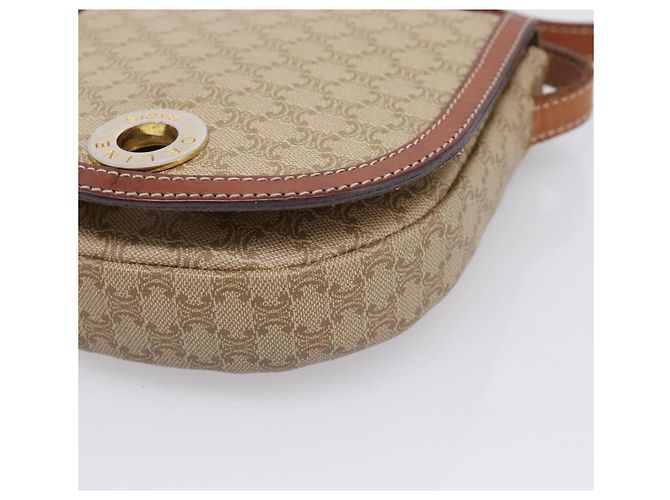 Céline Bolso de hombro CELINE Macadam Circle Logo PVC Beige Tono Dorado Auth ki6890 - vista 14