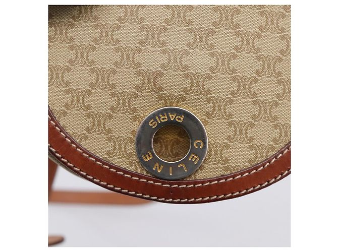 Céline Bolso de hombro CELINE Macadam Circle Logo PVC Beige Tono Dorado Auth ki6890 - vista 18