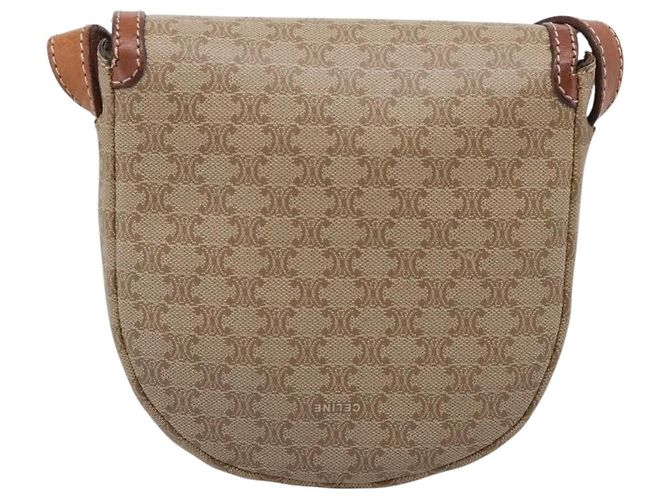 Céline Bolso de hombro CELINE Macadam Circle Logo PVC Beige Tono Dorado Auth ki6890 - vista 2
