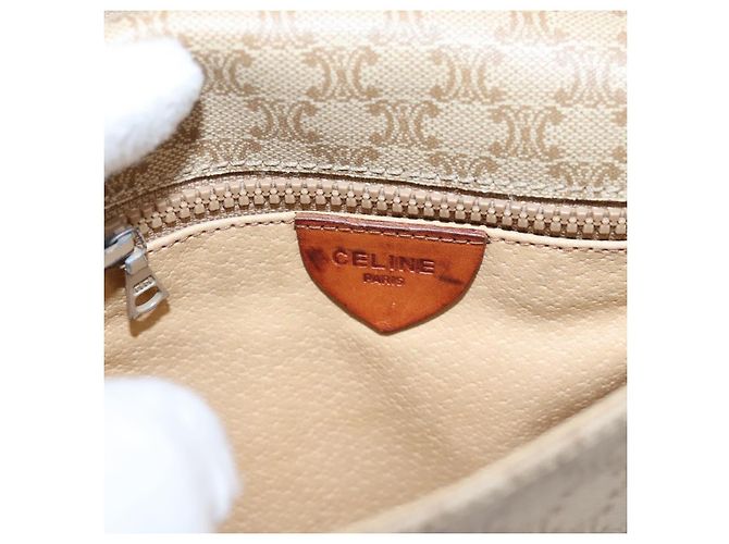 Céline Bolso de hombro CELINE Macadam Circle Logo PVC Beige Tono Dorado Auth ki6890 - vista 20