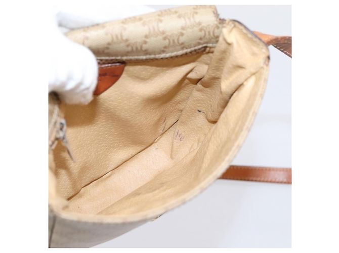 Céline Bolso de hombro CELINE Macadam Circle Logo PVC Beige Tono Dorado Auth ki6890 - vista 21