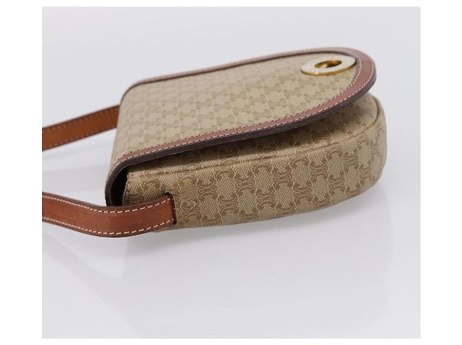 Céline Bolso de hombro CELINE Macadam Circle Logo PVC Beige Tono Dorado Auth ki6890 - vista 3