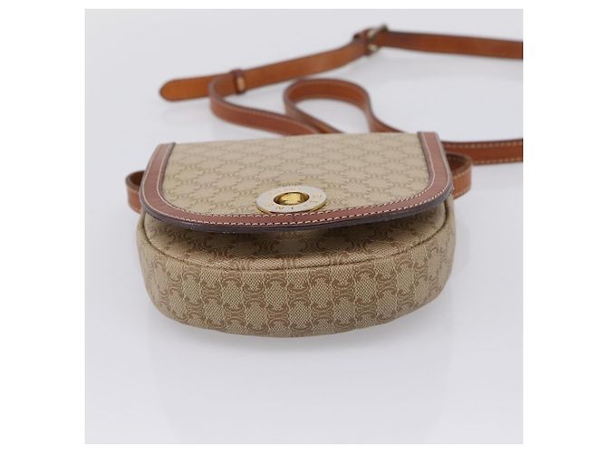 Céline Bolso de hombro CELINE Macadam Circle Logo PVC Beige Tono Dorado Auth ki6890 - vista 5