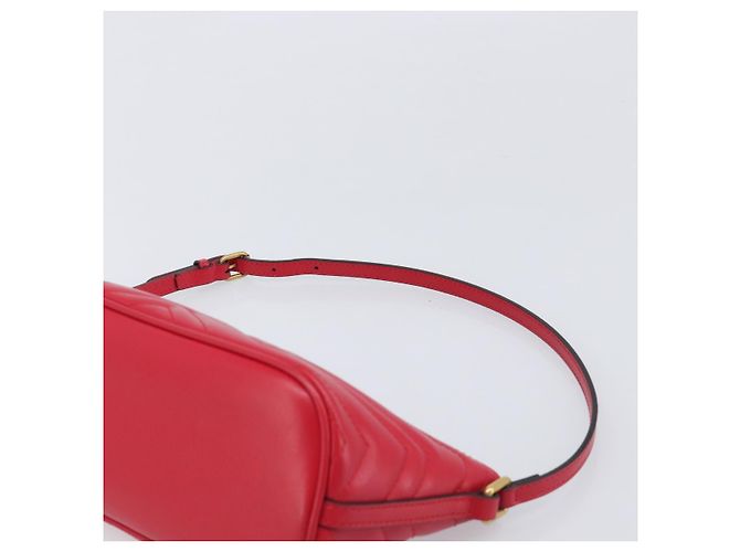 Borsa GUCCI GG Marmont in pelle rossa e oro 739166 Auth ka6352V Rosso D'oro - vista 14