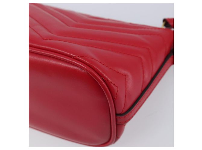 Borsa GUCCI GG Marmont in pelle rossa e oro 739166 Auth ka6352V Rosso D'oro - vista 17