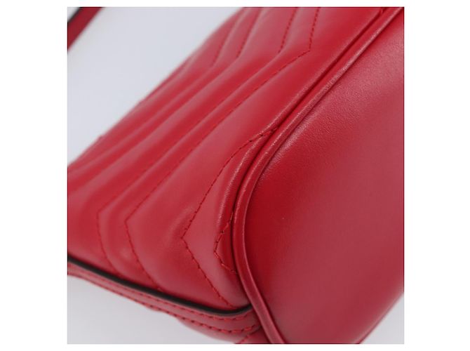 Borsa GUCCI GG Marmont in pelle rossa e oro 739166 Auth ka6352V Rosso D'oro - vista 18
