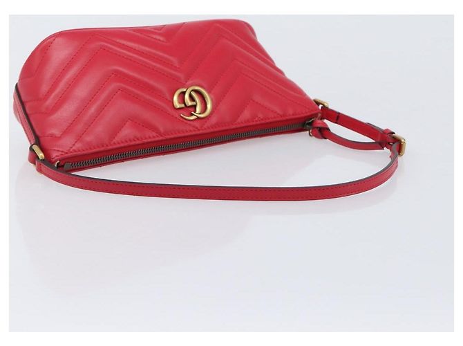 Borsa GUCCI GG Marmont in pelle rossa e oro 739166 Auth ka6352V Rosso D'oro - vista 7