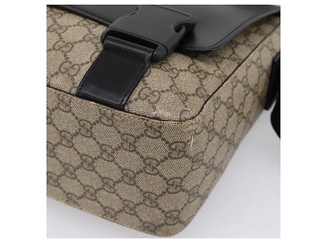 Borsa a tracolla GUCCI GG Supreme PVC Beige Silver 406367 Auth 204922 Argento - vista 14