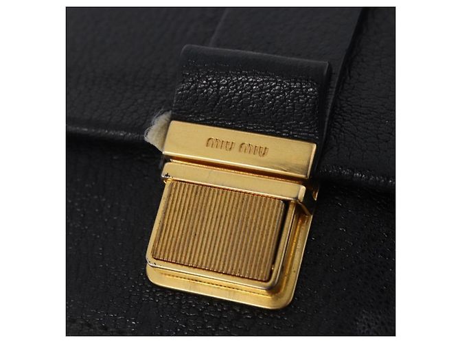 Borsa a tracolla Miu Miu Madras in pelle nera e oro Auth 203815 Nero D'oro - vista 21