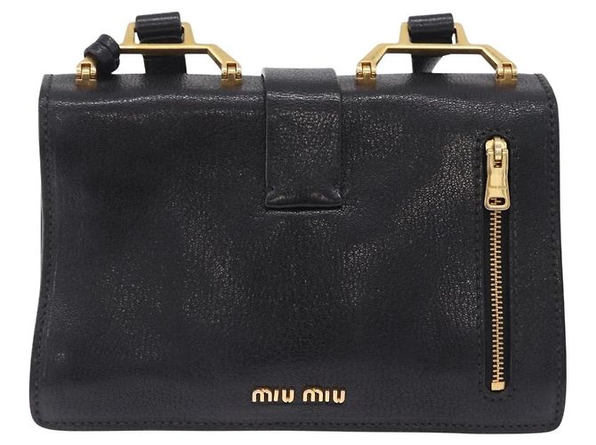 Borsa a tracolla Miu Miu Madras in pelle nera e oro Auth 203815 Nero D'oro - vista 3