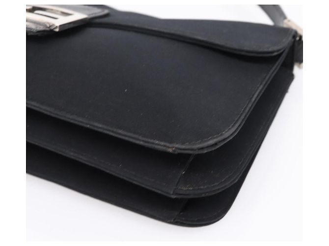 Borsa a tracolla FENDI Mamma Baguette in jersey di cotone Nero Argento Auth 204836 - vista 15