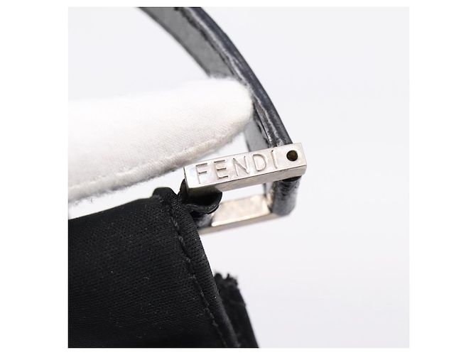 Borsa a tracolla FENDI Mamma Baguette in jersey di cotone Nero Argento Auth 204836 - vista 18