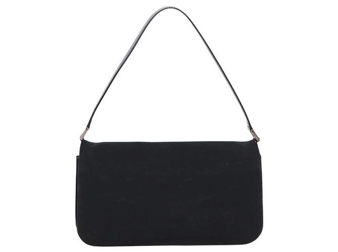 Borsa a tracolla FENDI Mamma Baguette in jersey di cotone Nero Argento Auth 204836 - vista 2