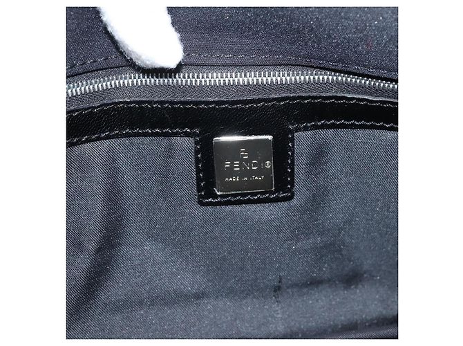 Borsa a tracolla FENDI Mamma Baguette in jersey di cotone Nero Argento Auth 204836 - vista 20