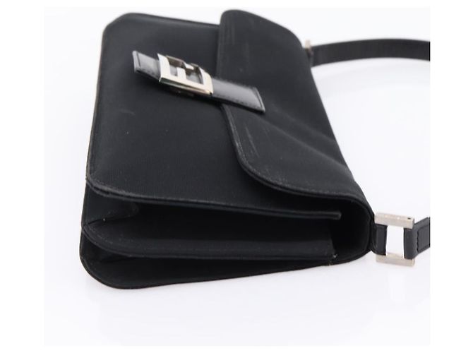 Borsa a tracolla FENDI Mamma Baguette in jersey di cotone Nero Argento Auth 204836 - vista 4