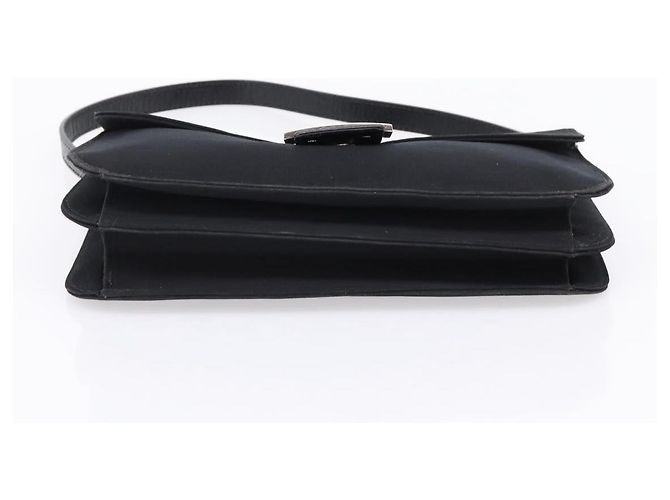 Borsa a tracolla FENDI Mamma Baguette in jersey di cotone Nero Argento Auth 204836 - vista 5