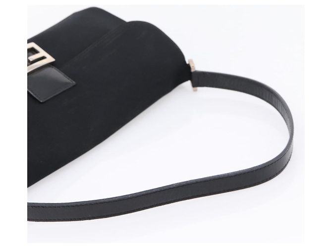 Borsa a tracolla FENDI Mamma Baguette in jersey di cotone Nero Argento Auth 204836 - vista 7