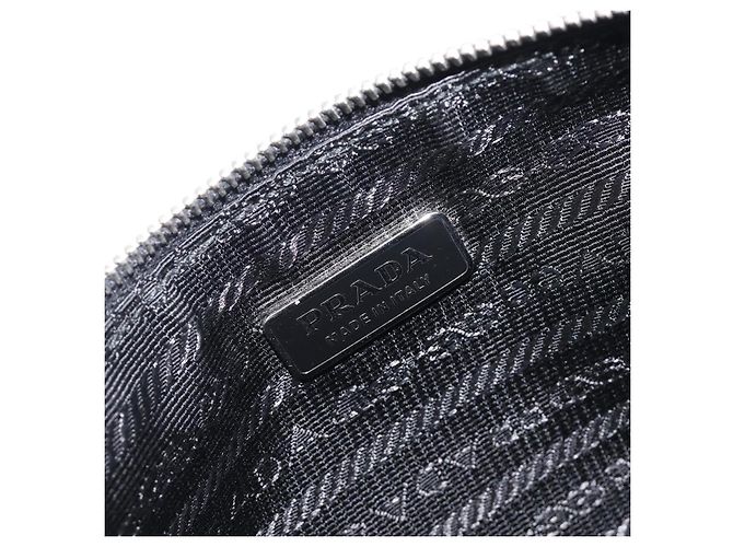 Bolso PRADA Nylon Negro Plata Auth bs37334 - vista 10