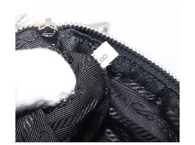 Bolso PRADA Nylon Negro Plata Auth bs37334 - vista 12