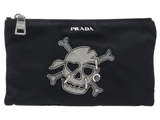 Bolso PRADA Nylon Negro Plata Auth bs37334 - vista 13