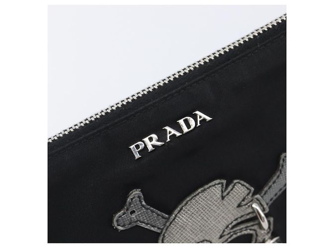 Bolso PRADA Nylon Negro Plata Auth bs37334 - vista 17