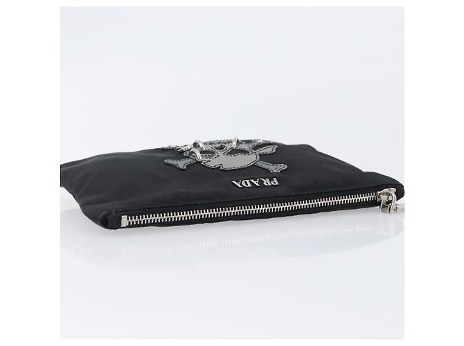 Bolso PRADA Nylon Negro Plata Auth bs37334 - vista 5