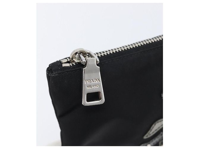 Bolso PRADA Nylon Negro Plata Auth bs37334 - vista 9