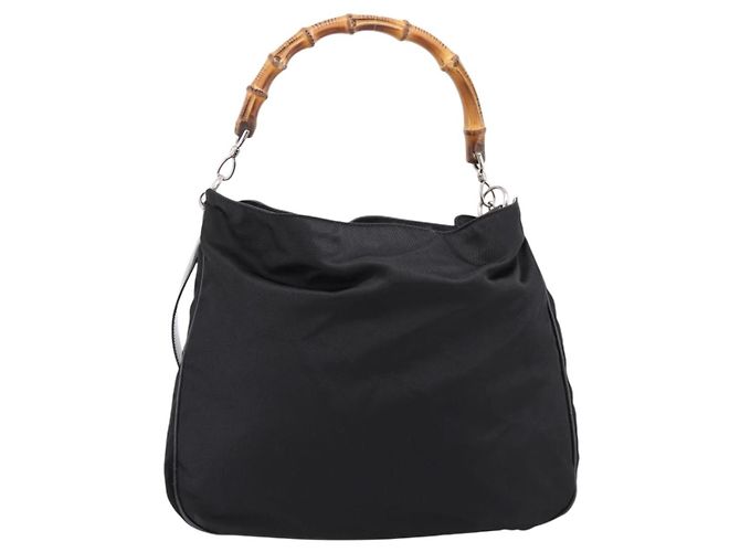 Borsa a mano GUCCI Bamboo Nylon 2way Nero Argento 001 1577 2615 Auth ep16156 - vista 13