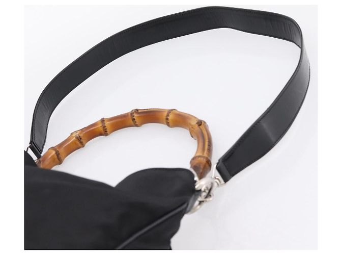 Borsa a mano GUCCI Bamboo Nylon 2way Nero Argento 001 1577 2615 Auth ep16156 - vista 16