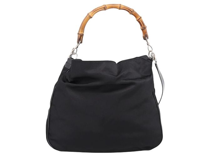 Borsa a mano GUCCI Bamboo Nylon 2way Nero Argento 001 1577 2615 Auth ep16156 - vista 2
