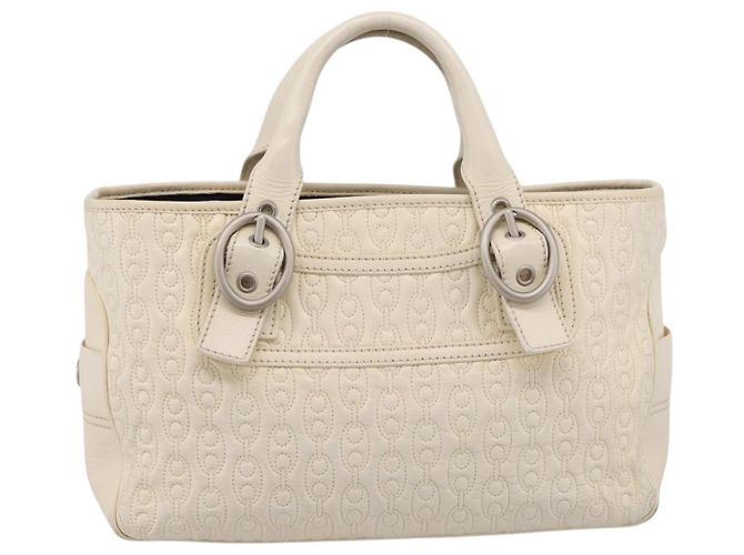 Céline Bolsa de mão CELINE Boogie Bag em couro branco prata Auth BA16174 - vista 13