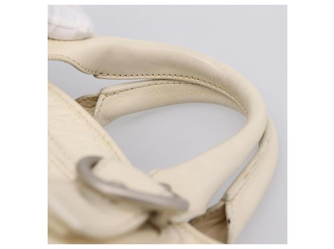 Céline Bolsa de mão CELINE Boogie Bag em couro branco prata Auth BA16174 - vista 14