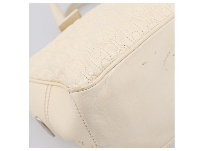 Céline Bolsa de mão CELINE Boogie Bag em couro branco prata Auth BA16174 - vista 15