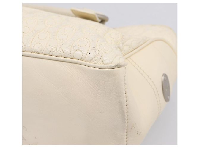 Céline Bolsa de mão CELINE Boogie Bag em couro branco prata Auth BA16174 - vista 16