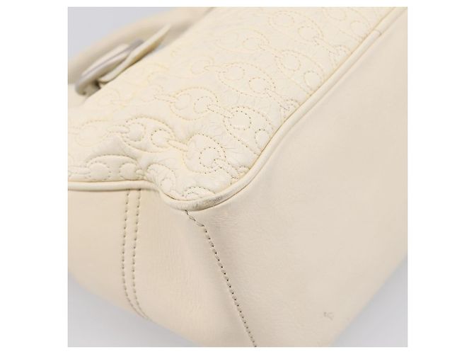 Céline Bolsa de mão CELINE Boogie Bag em couro branco prata Auth BA16174 - vista 17