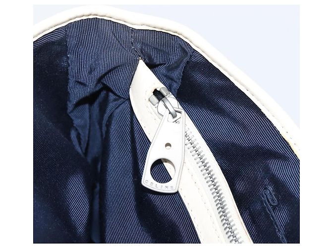 Céline Bolsa de mão CELINE Boogie Bag em couro branco prata Auth BA16174 - vista 21