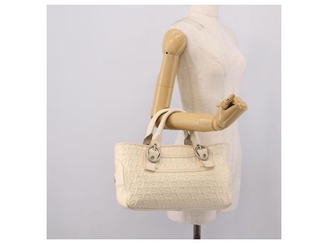 Céline Bolsa de mão CELINE Boogie Bag em couro branco prata Auth BA16174 - vista 24