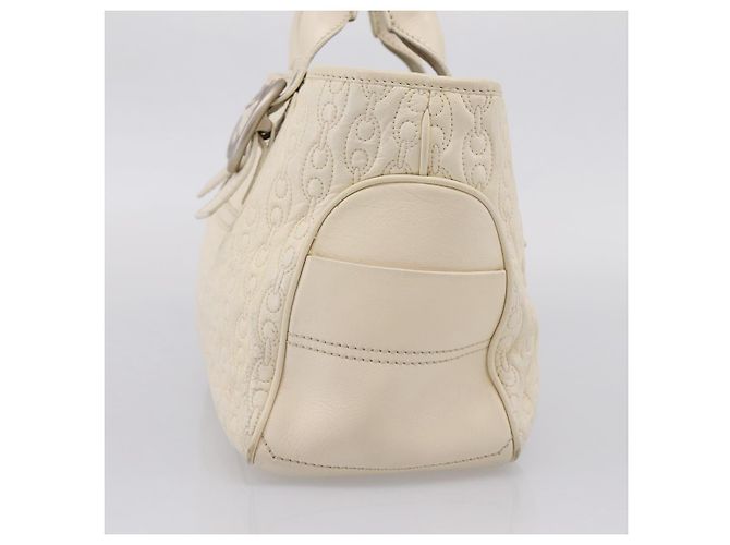 Céline Bolsa de mão CELINE Boogie Bag em couro branco prata Auth BA16174 - vista 4