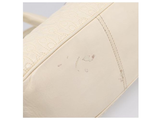 Céline Bolsa de mão CELINE Boogie Bag em couro branco prata Auth BA16174 - vista 6